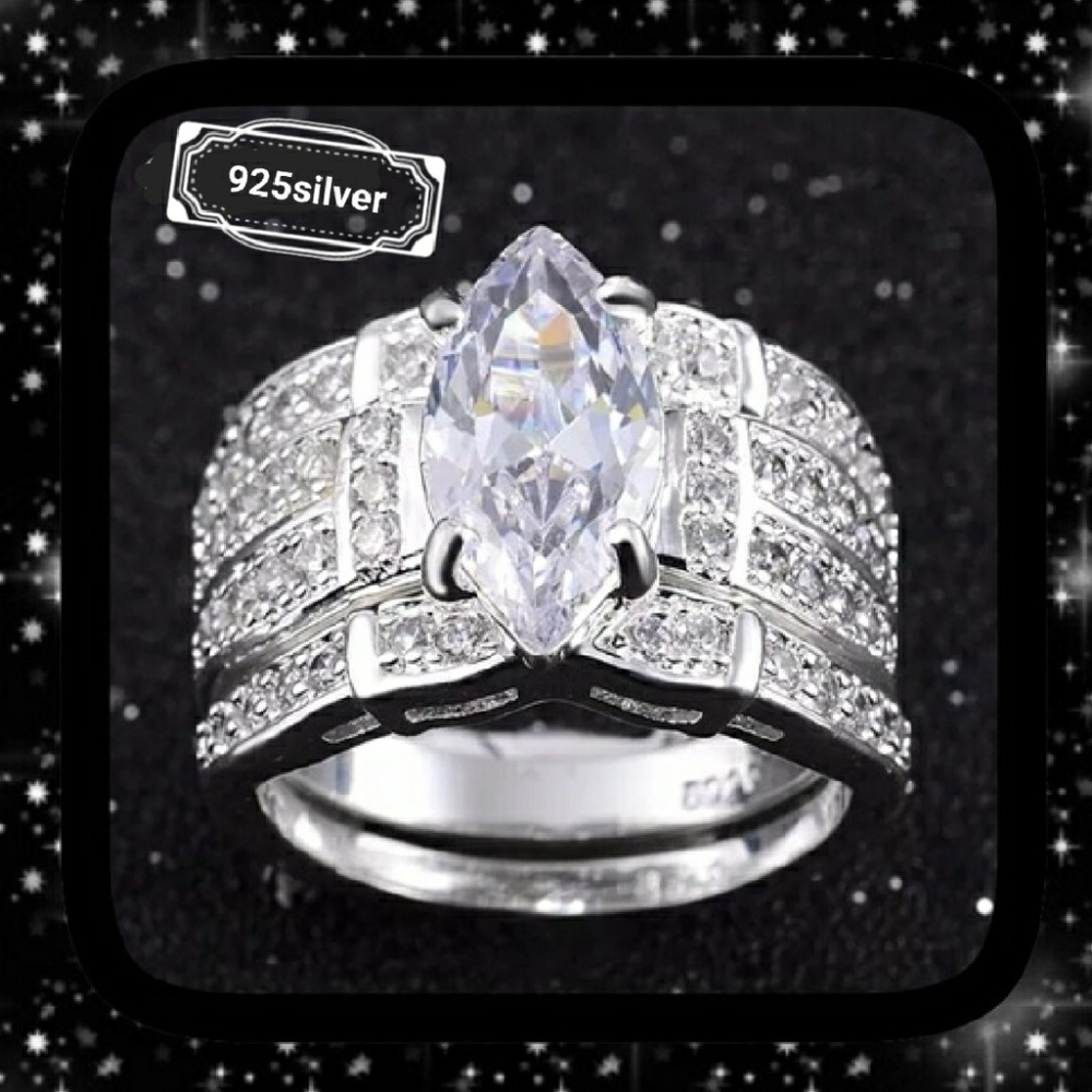 925 sterling silver stamped with simulated diamond